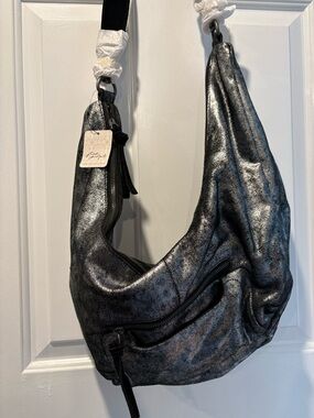 Free People Metallic Silver Crossbody Hobo